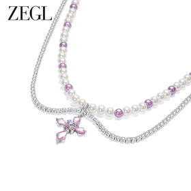 ZEGL设计师仙甜十字架系列叠戴珍珠项链女款轻奢高级感双层锁骨链