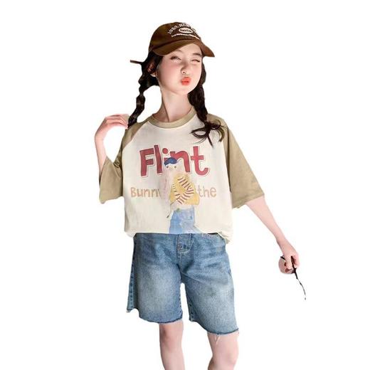 女童夏装短袖T恤纯棉2023新款洋气童装儿童夏季上衣女大童半袖潮 商品图4
