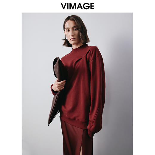 VIMAGE纬漫纪秋季新款时尚休闲宽松显瘦套头卫衣女上衣V2013608 商品图3