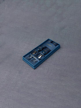 callisto蓝色进口橡筋背带 两用款 可拆卸 金属扣（德国电镀工艺）、牛皮扣件带 DSSUS002M