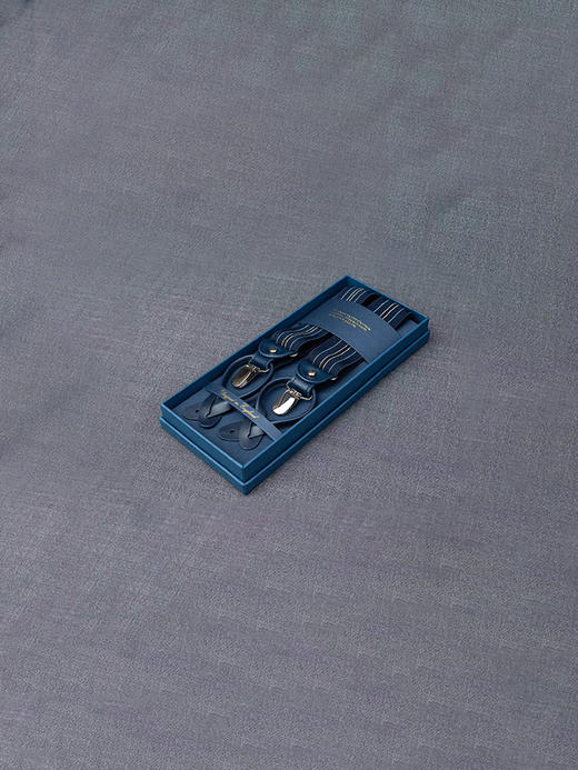 callisto蓝色进口橡筋背带 两用款 可拆卸 金属扣（德国电镀工艺）、牛皮扣件带 DSSUS002M 商品图0