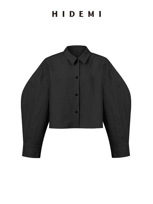 HIDEMI 特殊工艺纸感微浮雕艺术面料极简大廓形袖衬衫 都市白/黑色 商品图8