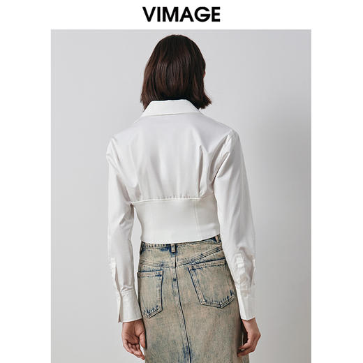 VIMAGE纬漫纪秋季新款百搭显瘦不规则设计感小众衬衫女上衣V2009611 商品图4