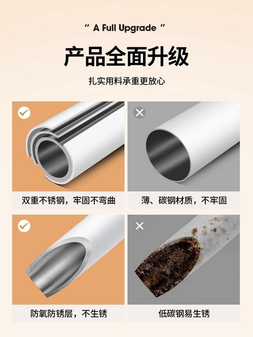 「数款可选！免打孔安装」免打孔伸缩杆免安装晾衣杆 衣架卧室窗帘挂杆浴帘杆子门帘收纳整理衣柜撑杆 商品图3