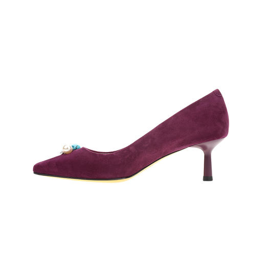 sheme高原狂想曲系列素面点缀绿松石和珍珠优雅细跟女士单鞋可定制 商品图13