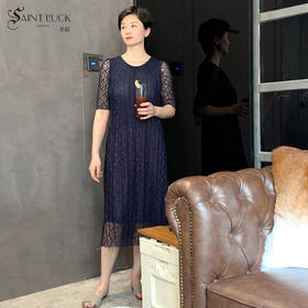 SAINT L’UCK/圣媛女装  气质休闲压褶蕾丝连衣裙SA220L64
