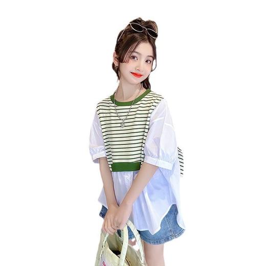 女童短袖T恤夏季2023新款童装女孩纯棉夏装女大童假两件儿童上衣 商品图4