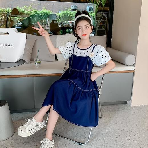 女童夏装连衣裙2023新款洋气女孩牛仔裙女大童裙子儿童夏季公主裙 商品图0
