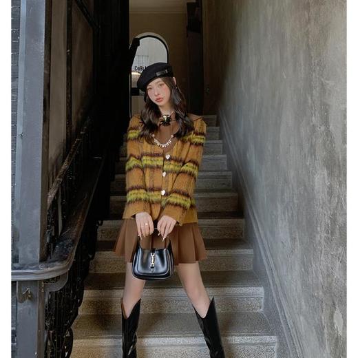 BeQueenStory【苏黎世】复古时尚黄色格纹毛呢三件套装 商品图1