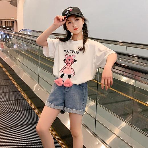 女童短袖t恤夏季纯棉2023新款洋气童装大童女孩儿童白色上衣夏装 商品图3
