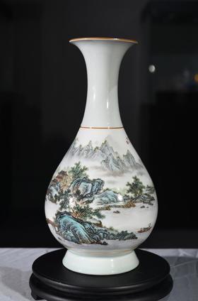 粉彩山水江南幽景玉壶春