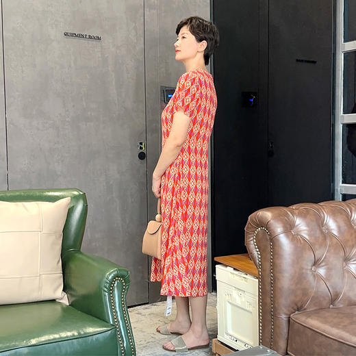 圣三利女装桑蚕丝民族风印花连衣裙SL2027140 商品图1