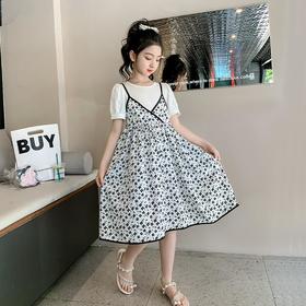 女童夏装碎花公主裙2023新款洋气女孩童装儿童裙子夏季雪纺连衣裙