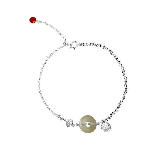 【国潮和田玉平安扣手环】新中式文艺红玛瑙手链 轻奢钥匙福字流苏手串 商品图4