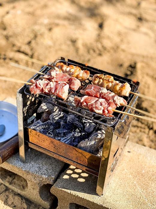 柴火炉户外便携式户外迷你可折叠不锈钢碳烤烧烤炉子多用途卡片炉 商品图2