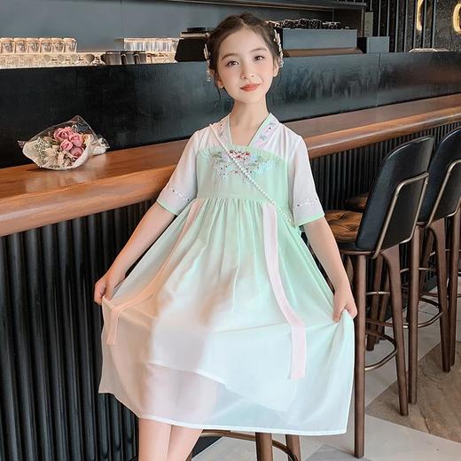 女童汉服连衣裙夏季女孩中国风古装夏襦裙超仙中大童儿童夏装裙子 商品图3