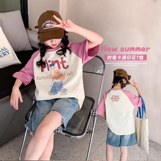 女童夏装短袖T恤纯棉2023新款洋气童装儿童夏季上衣女大童半袖潮 商品图0