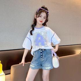 女童短袖T恤夏装2023新款夏季潮薄款上衣女大童纯棉儿童半袖夏款
