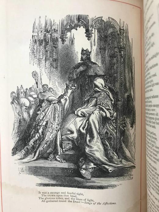 约19世纪后期 赫曼斯夫人诗集 8幅插图 全真皮精装32开 商品图9