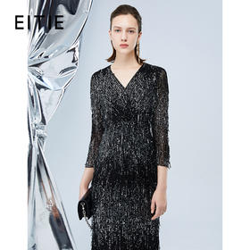EITIE爱特爱秋季新款优雅刺绣亮片礼服连衣裙7577206