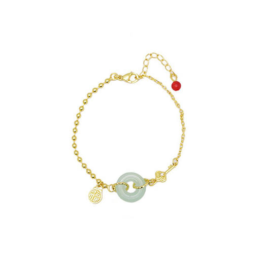 【国潮和田玉平安扣手环】新中式文艺红玛瑙手链 轻奢钥匙福字流苏手串 商品图6