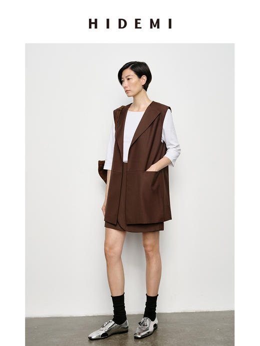 HIDEMI 翻领极简廓形西装式马夹 商品图1