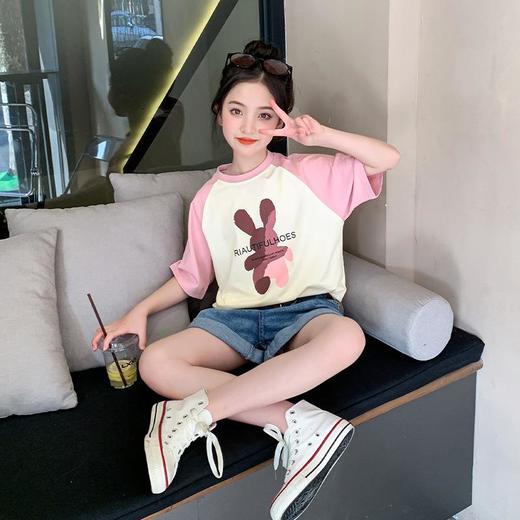 女童短袖T恤夏装2023新款洋气童装女大童儿童夏季半袖棉质上衣潮 商品图2