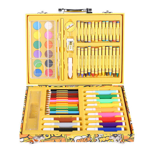 【品牌联名款！小黄鸭水彩笔套装】G.DUCK哈罗小黄鸭67件套水彩笔，让孩子学习画画，种类丰富，满足孩子多种方向的绘画需求，色彩鲜艳，儿童礼盒画笔，蜡笔美术用品，绘画套装-QQ 商品图3