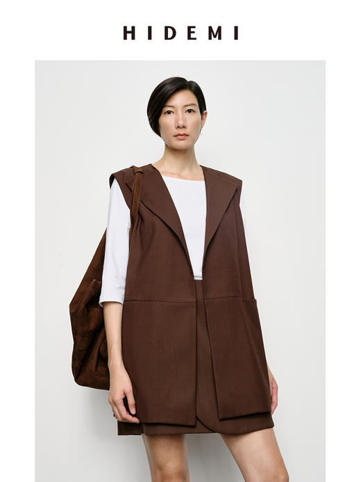 HIDEMI 翻领极简廓形西装式马夹 商品图11