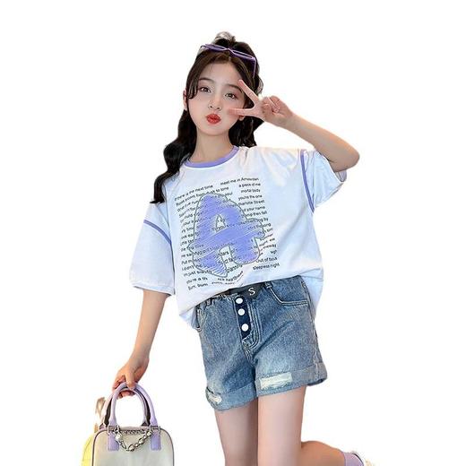 女童短袖T恤夏装2023新款夏季潮薄款上衣女大童纯棉儿童半袖夏款 商品图4