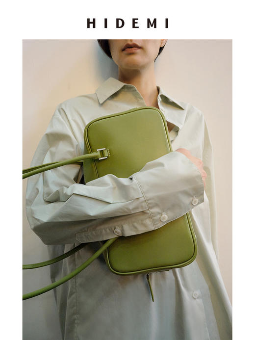 HIDEMI 牛皮波士顿两用包 可手提可腋下肩背/牛油果绿 商品图1
