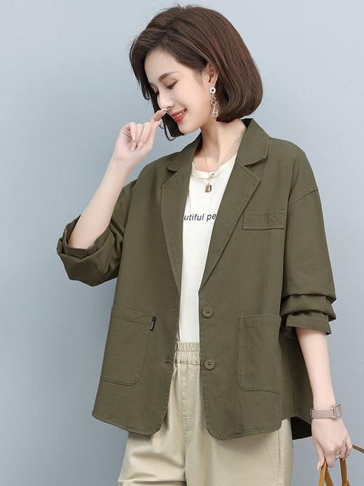 气质西装领外套女，春秋季上新时尚潮流复古文艺风纯色开衫HR-WY31179 商品图1