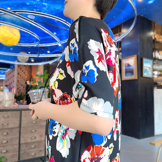 圣三利女装夏季中长款桑蚕丝印花连衣裙SL1927113 商品图3