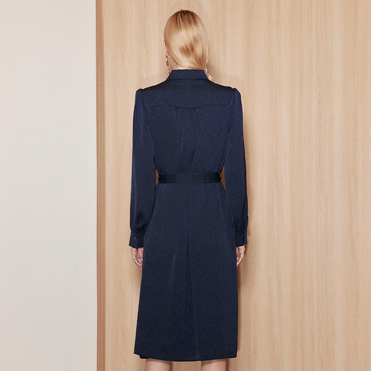 EITIE爱特爱新品秋季新款高腰修身显瘦气质优雅系带连衣裙7107808 商品图4