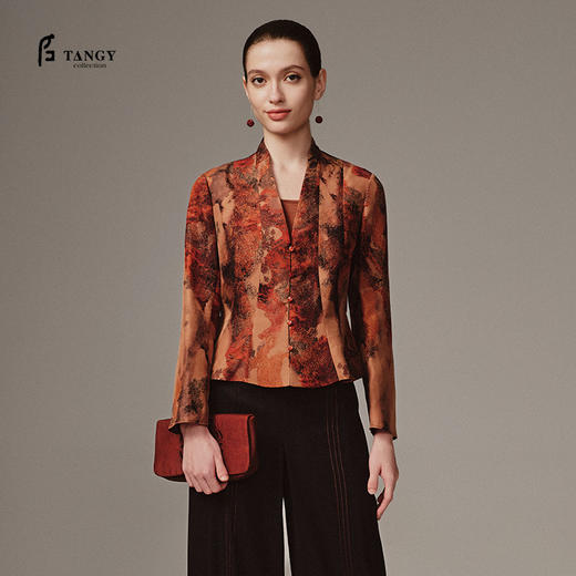 TANGY Collection天意高端2023秋季新品商场同款染秋系列女士桑蚕丝上衣 商品图0