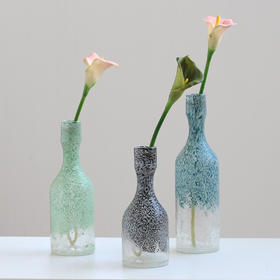 碧轩美式彩色冰裂纹透明花瓶创意田园水培玻璃客厅桌面软装插花器