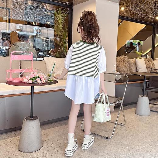 女童短袖T恤夏季2023新款童装女孩纯棉夏装女大童假两件儿童上衣 商品图3