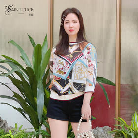 SAINT L’UCK/圣媛女装圆领印花雪纺上衣，雪纺衫SA220K23