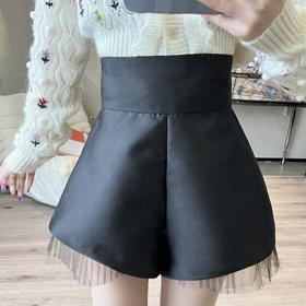 #小程序年中福利# 百搭显瘦高腰双层网纱短裤