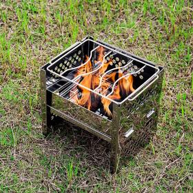 柴火炉户外便携式户外迷你可折叠不锈钢碳烤烧烤炉子多用途卡片炉