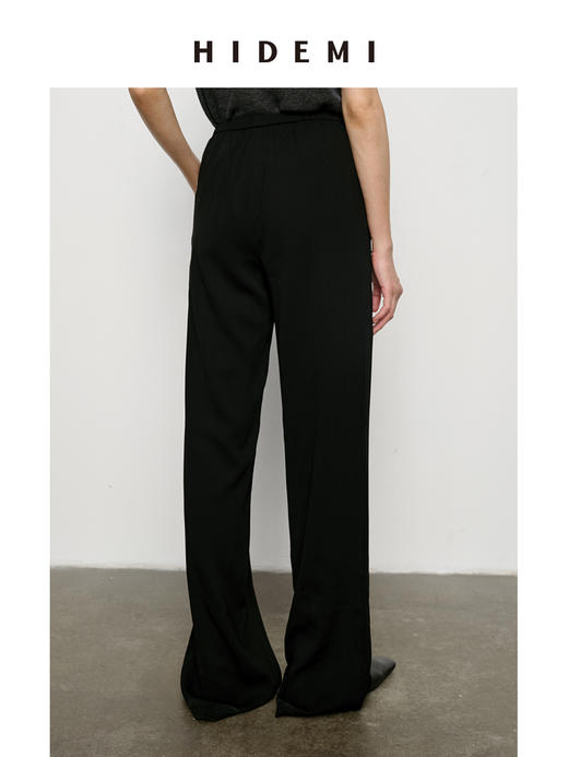 HIDEMI 升级版褶皱竖条松紧带式垂坠感醋酸空气裤 商品图8