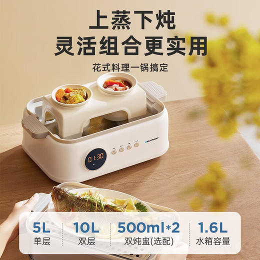 蓝宝 聚能鲜蒸锅电蒸锅蒸炖锅多功能家用隔水炖盅全自动预约蒸汽锅电煮锅电炖锅 【不锈钢款-双层】电蒸锅【伊藤优选302401】 商品图3