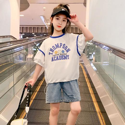 女童夏装短袖T恤2023新款洋气童装半袖女孩大童棉质儿童上衣夏季 商品图3