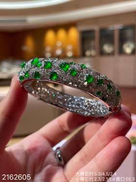 玻璃种艳绿蛋面手镯。圈口55.3【2162605】具体价格微信咨询