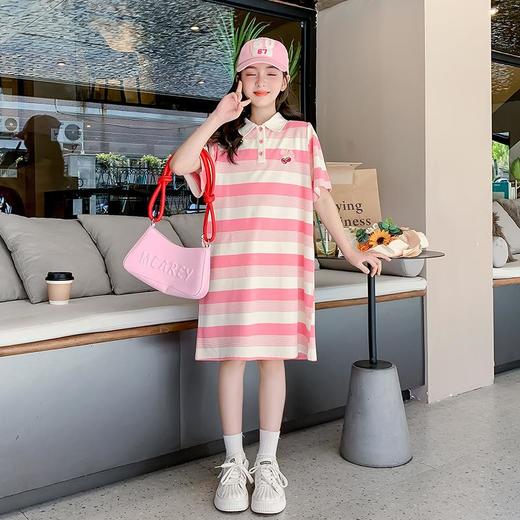 女童夏装连衣裙2023新款洋气童装polo长款T恤裙大童儿童夏季裙子 商品图2