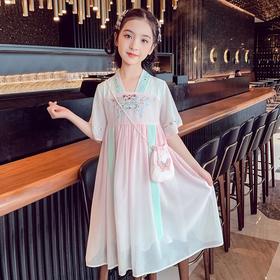 女童汉服连衣裙夏季女孩中国风古装夏襦裙超仙中大童儿童夏装裙子