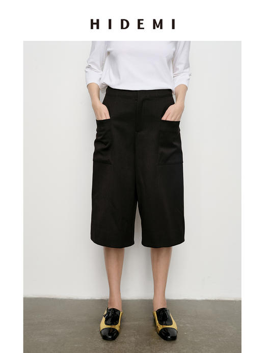 HIDEMI 显瘦极简中低腰中装感直筒中裤 卡其色/墨绿色/黑色 商品图2