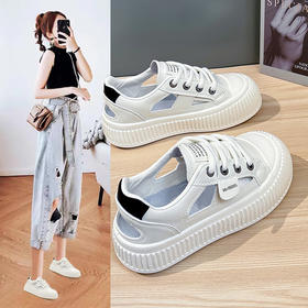 韩版ins透气小白鞋镂空休闲厚底百搭松糕鞋M15
