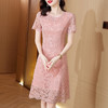 气质减龄，短袖蕾丝粉色连衣裙修身显瘦裙AHM-mmjp8517 商品缩略图0