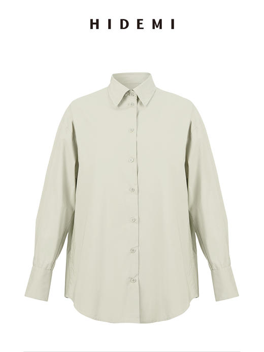 HIDEMI 经典极简廓形款水洗棉衬衫 砖红色/黑色/海鸥灰绿/浅豆绿 商品图11